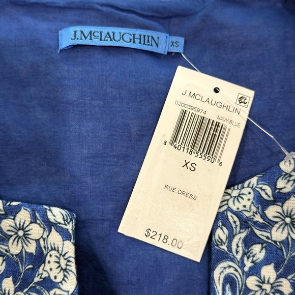 J. McLaughlin Rue Navy Blue Linen Floral Sleeveless Shift Dress XS NEW $218 - Picture 11 of 12